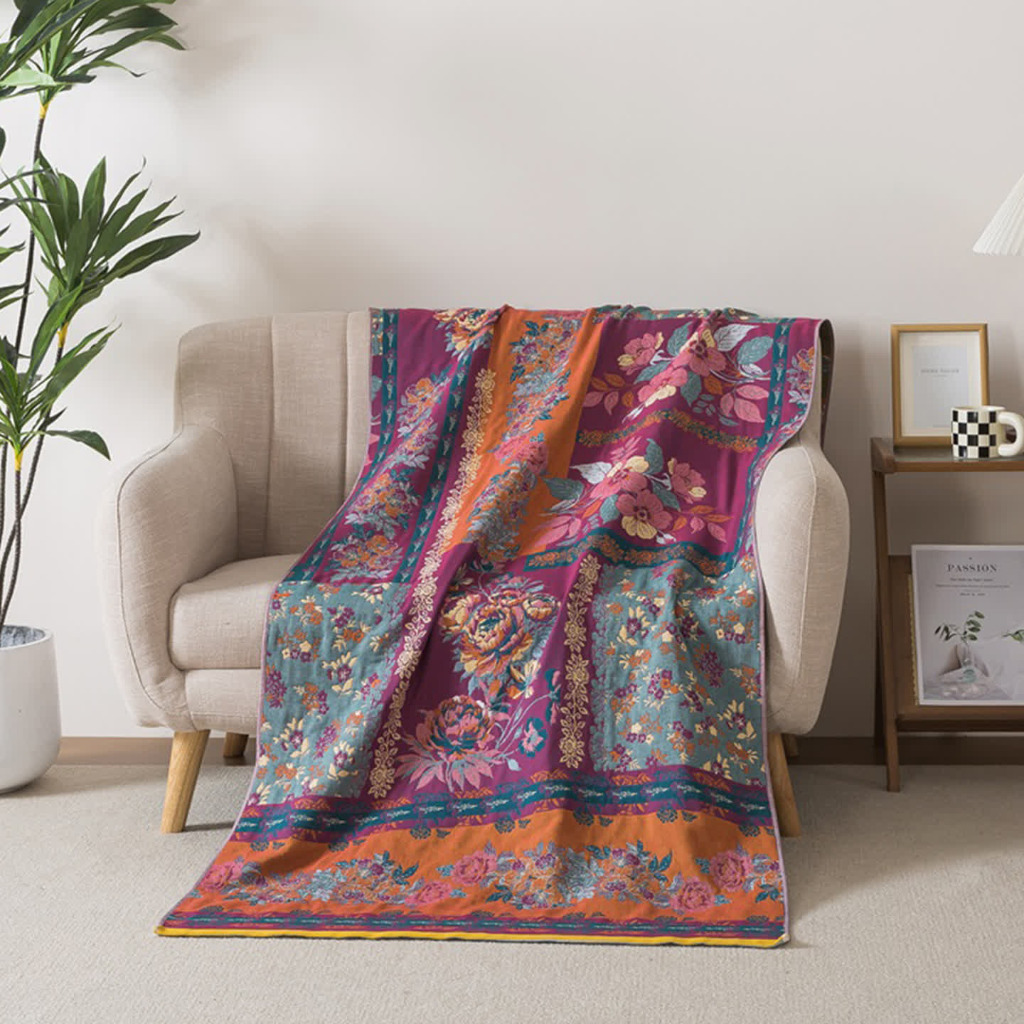 Ownkoti Retro Patchwork Floral Cotton Bath Towel - 35"W x 71"L - image 0