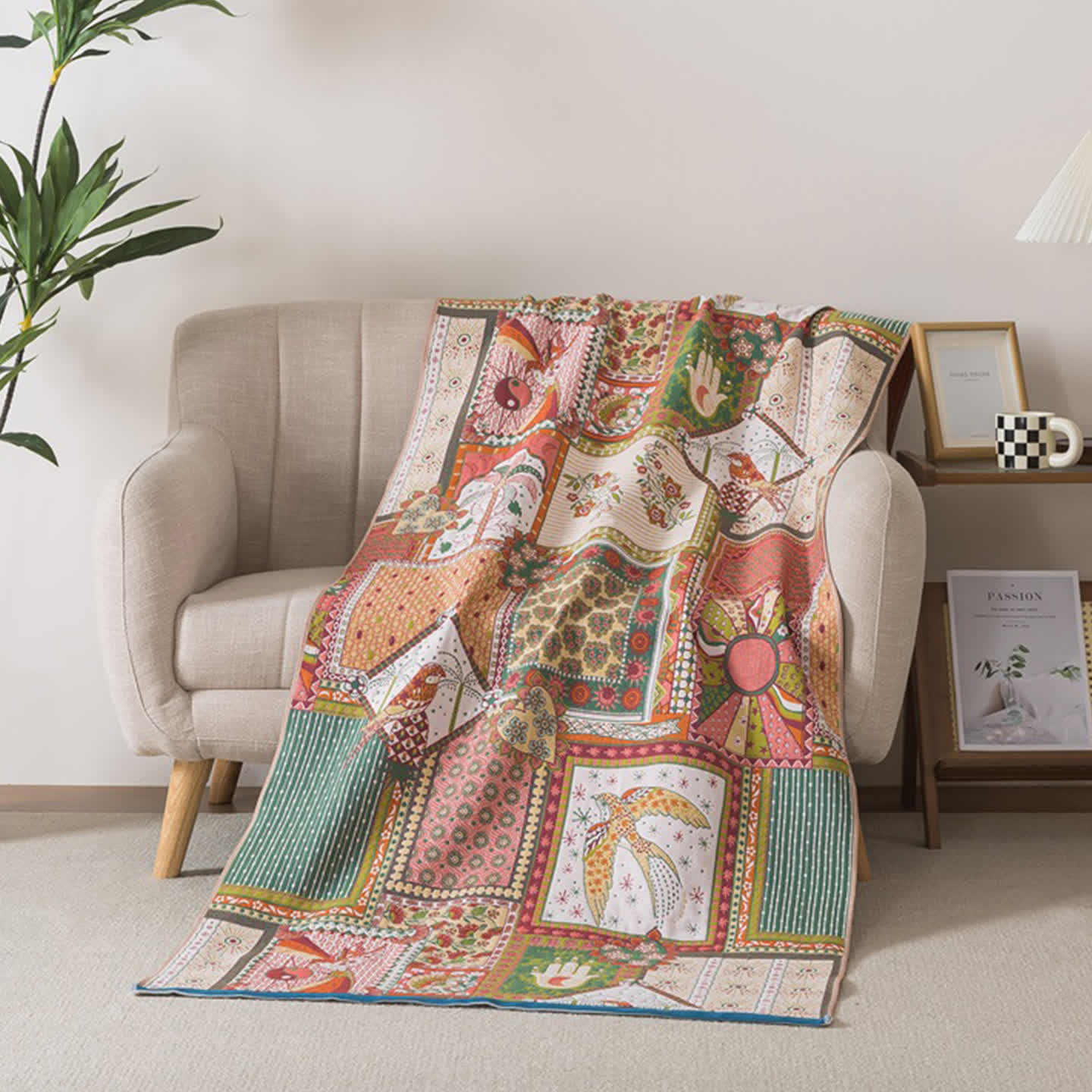 Ownkoti Bohemian Vintage Cotton Gauze Bath Towel - 35"W x 71"L - image 0