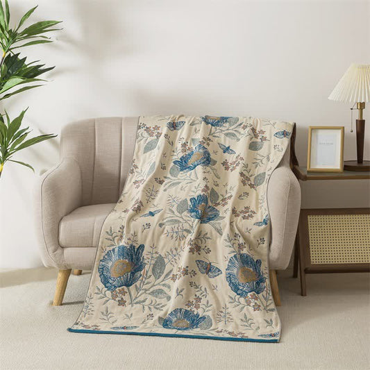 Ownkoti Floral & Butterfly Pure Cotton Gauze Bath Towel - 35"W x 71"L - image 0