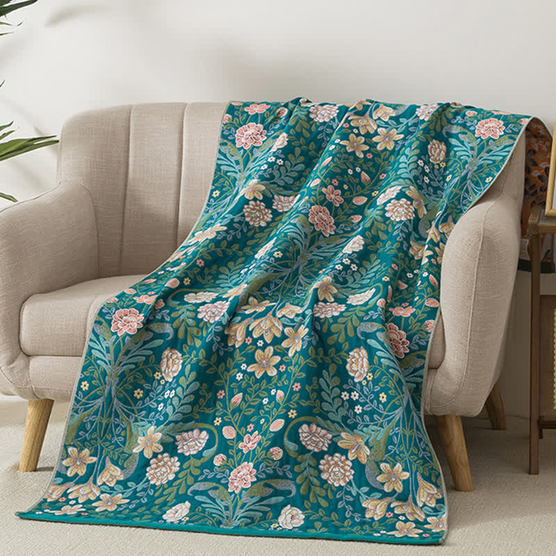 Ownkoti Botanical Floral & Leaf Cotton Gauze Bath Towel - image 1