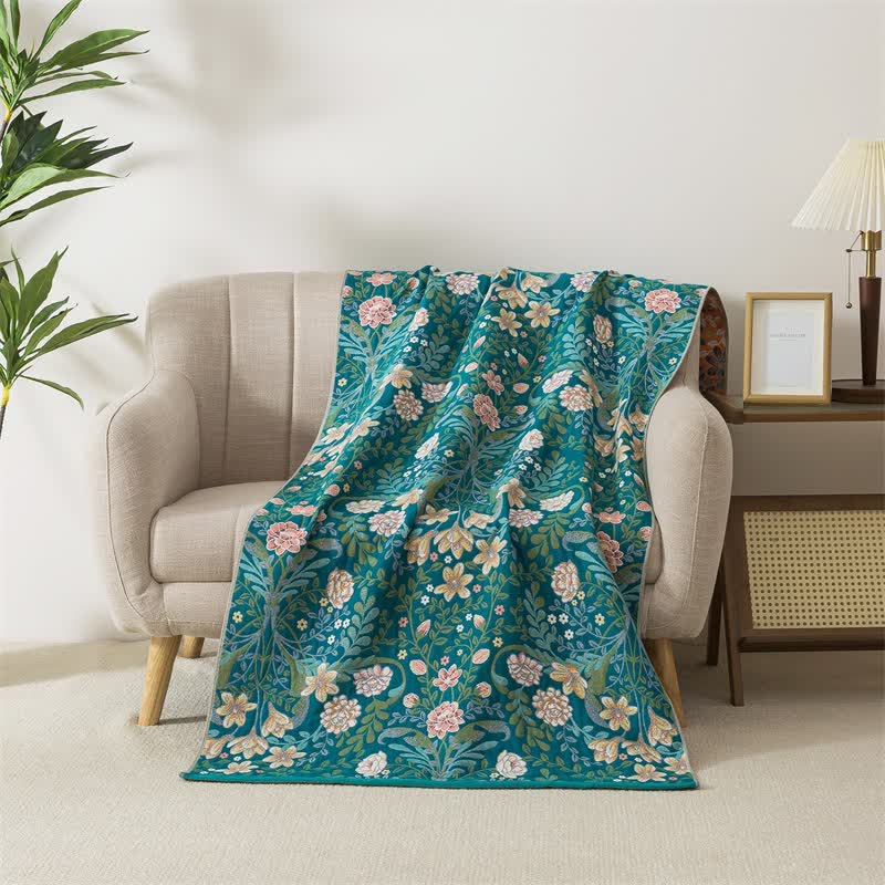 Ownkoti Botanical Floral & Leaf Cotton Gauze Bath Towel - 35"W x 71"L - image 0