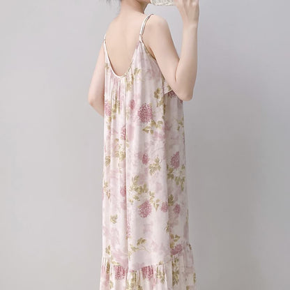 Ownkoti Pink Chrysanthemum Cami Lounge Nightgown - image 4