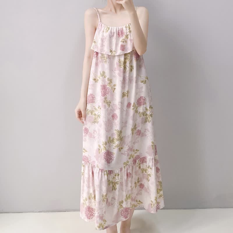 Ownkoti Pink Chrysanthemum Cami Lounge Nightgown - image 1
