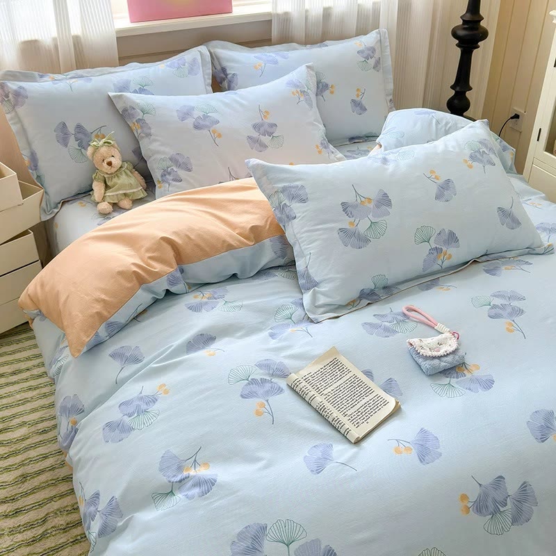 Ownkoti Blue Ginkgo Leaf Pure Cotton Bedding - image 2