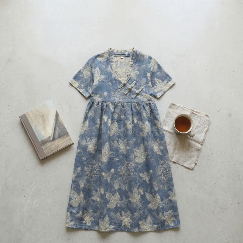 Ownkoti Oriental-Inspired Leaf Cotton Nightgown - image 3