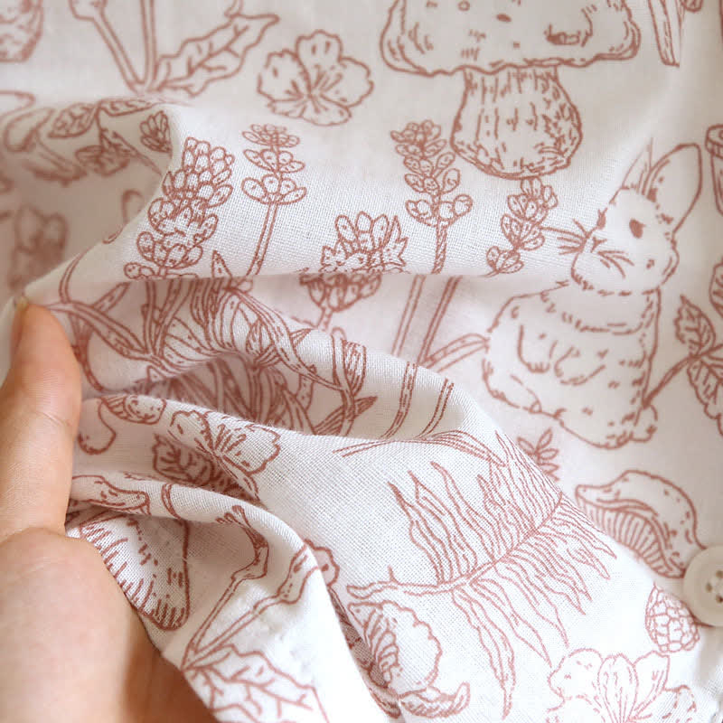 Ownkoti Jungle Mushroom & Bunny Cotton Gauze Pajamas - image 13