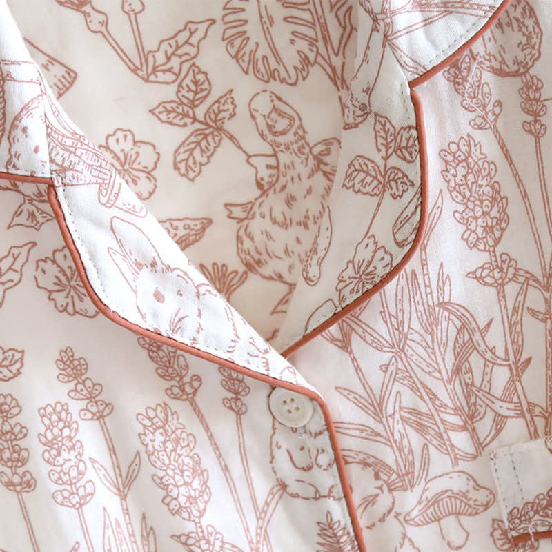 Ownkoti Jungle Mushroom & Bunny Cotton Gauze Pajamas - image 4