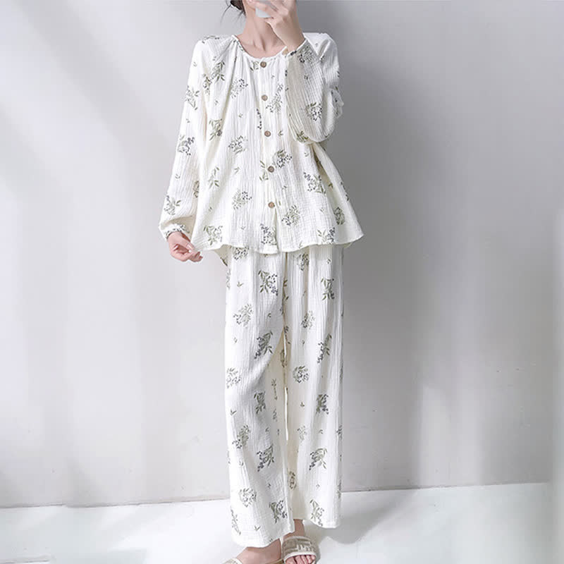 Ownkoti Leaf Double Gauze Cotton Loungewear Set - image 1