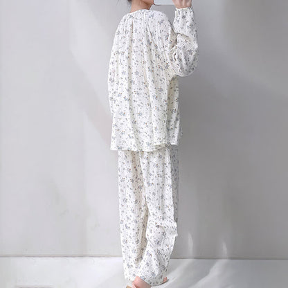 Ownkoti Gray Ditsy Floral Double Gauze Cotton Pajamas - image 3