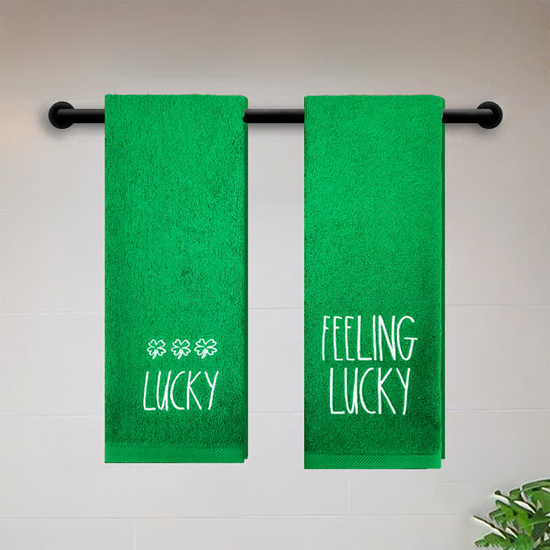 Ownkoti Four-Leaf Clover Inspired Cotton Hand Towel(2PCS) - LUCKY - 16"W x 27"L - image 6