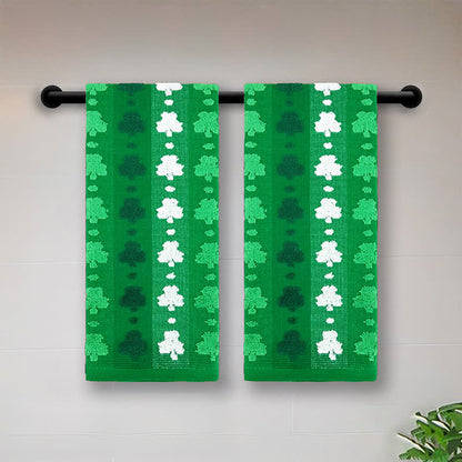 Ownkoti Four-Leaf Clover Inspired Cotton Hand Towel(2PCS) - Leaf - 16"W x 27"L - image 2
