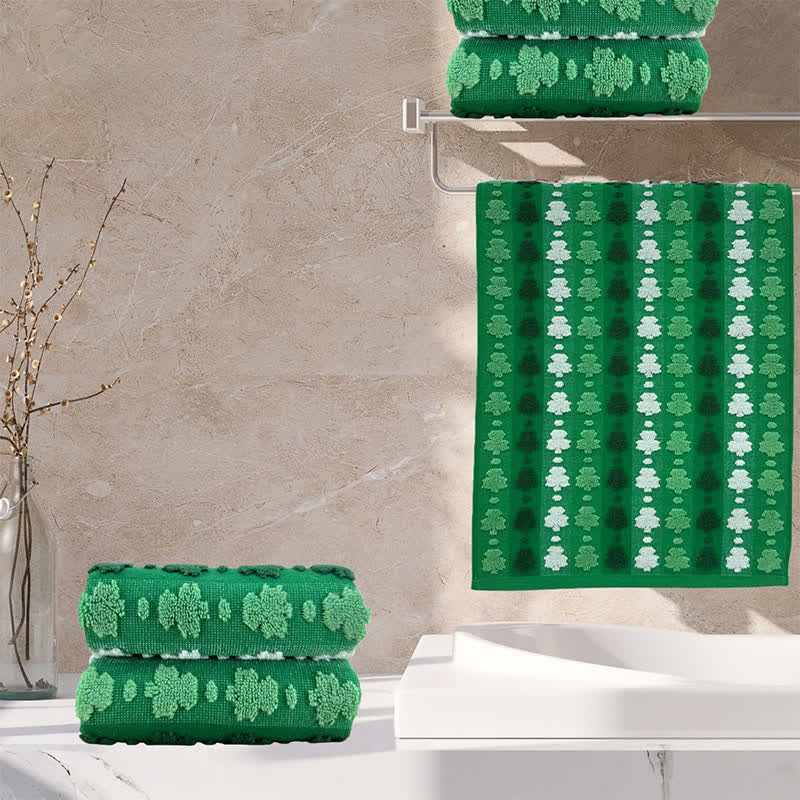 Ownkoti Four-Leaf Clover Inspired Cotton Hand Towel(2PCS) - image 0