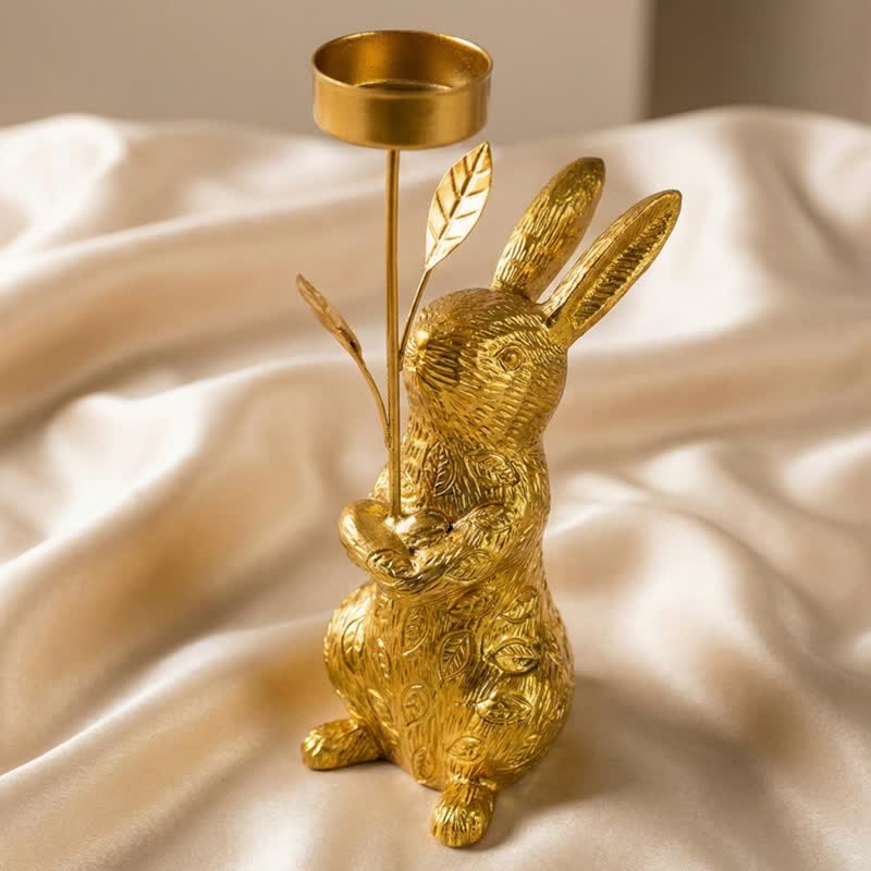 Ownkoti Easter Golden Bunny Candle Holder Decor - 2.75"W x 4.13"L x 7.87"H - image 3
