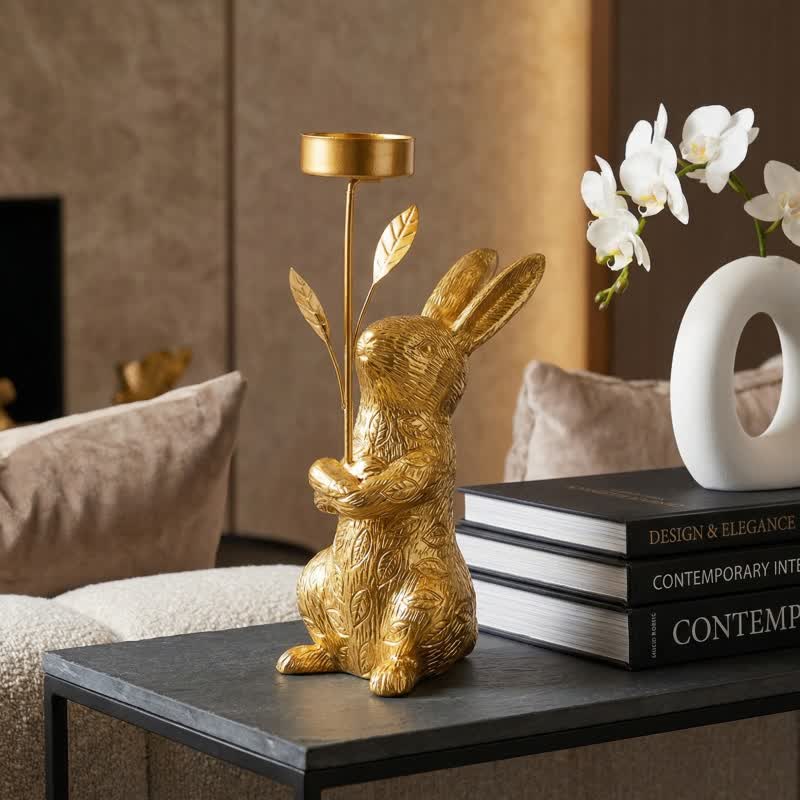Ownkoti Easter Golden Bunny Candle Holder Decor - image 2
