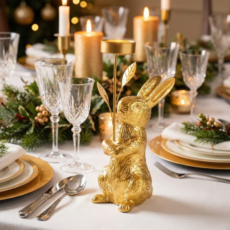 Ownkoti Easter Golden Bunny Candle Holder Decor - image 1