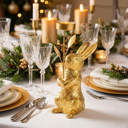 Ownkoti Easter Golden Bunny Candle Holder Decor - image 1