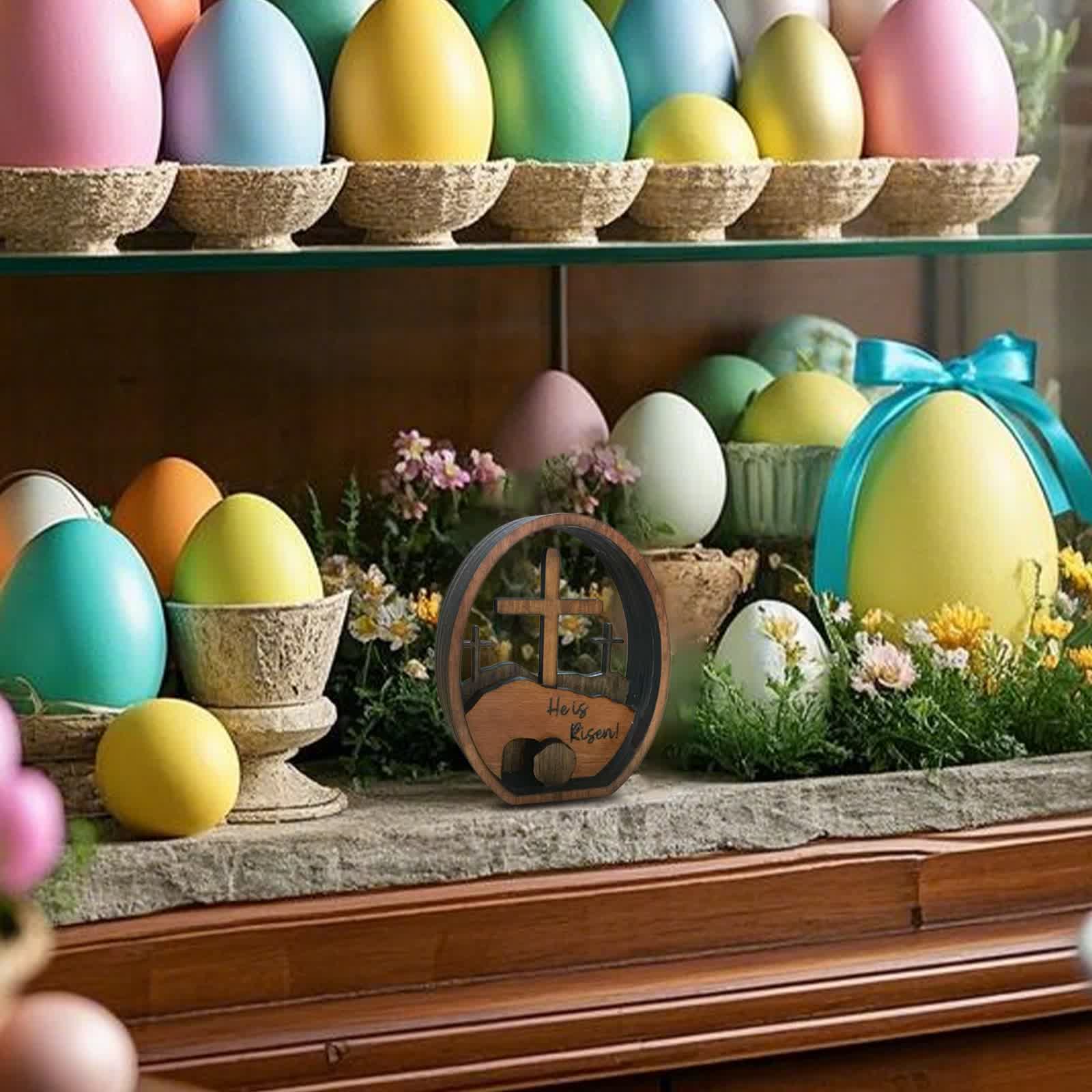 Ownkoti Empty Tomb Easter Wood Egg Decor - image 2