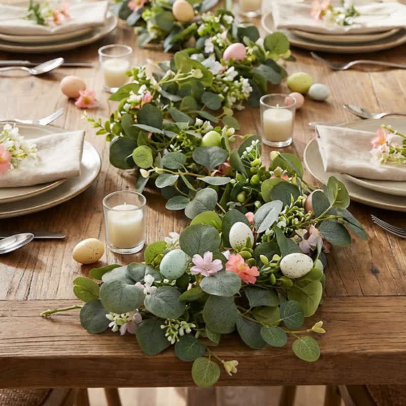 Ownkoti Easter Egg Pink Flower Eucalyptus Garland - 3PCS - 67" - image 0