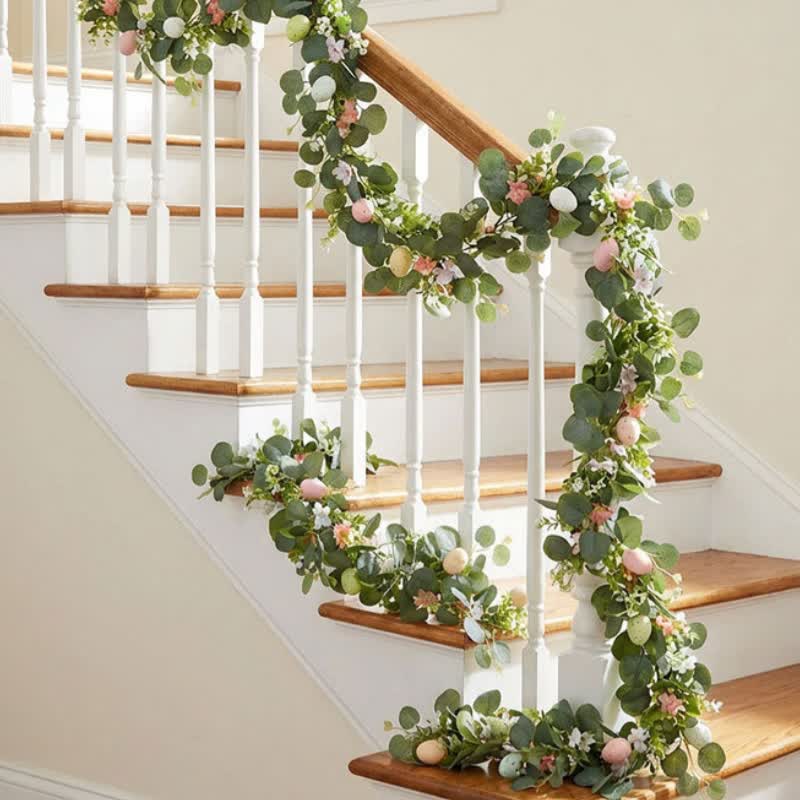 Ownkoti Easter Egg Pink Flower Eucalyptus Garland - image 1