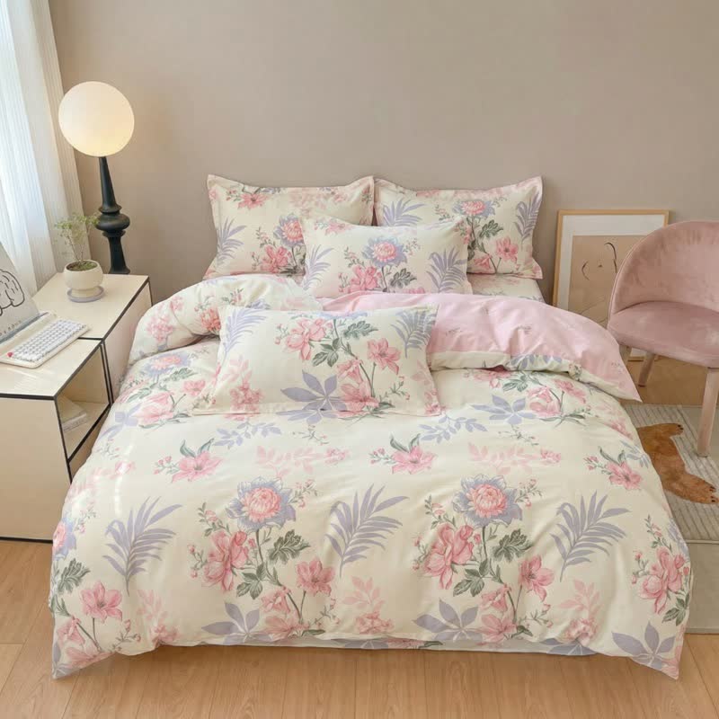 Ownkoti Pastoral Floral & Leaf Cotton Bedding Set(4PCS) - image 3