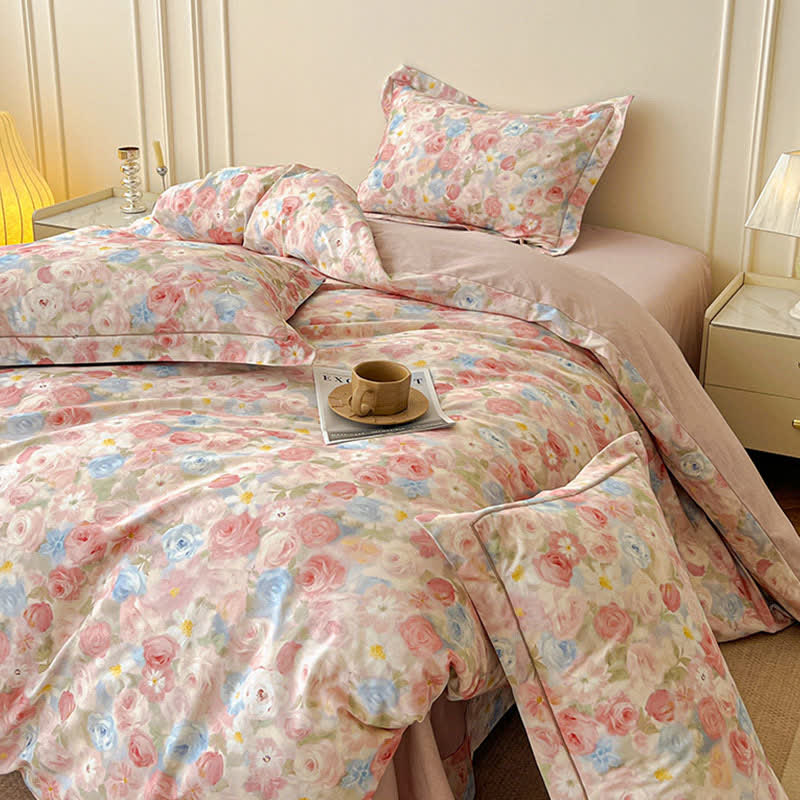 Ownkoti Dreamy Pink Rose Cotton Brushed Bedding Set(4PCS) - image 4