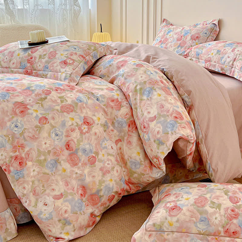 Ownkoti Dreamy Pink Rose Cotton Brushed Bedding Set(4PCS) - image 2