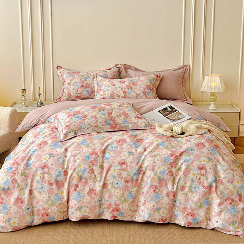 Ownkoti Dreamy Pink Rose Cotton Brushed Bedding Set(4PCS) - image 3