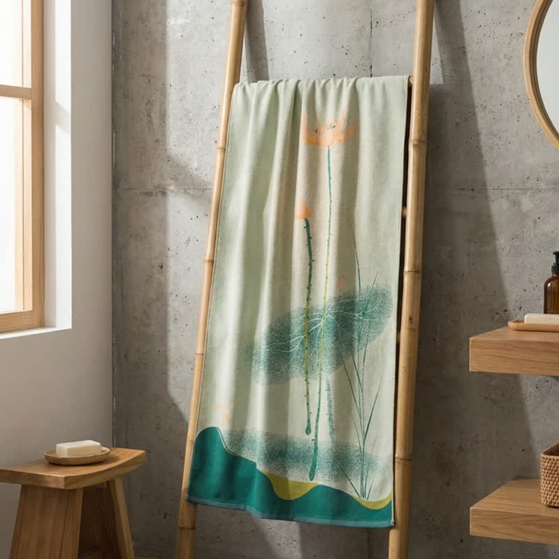 Ownkoti Traditional Lotus Floral Cotton Gauze Bath Towel - image 4