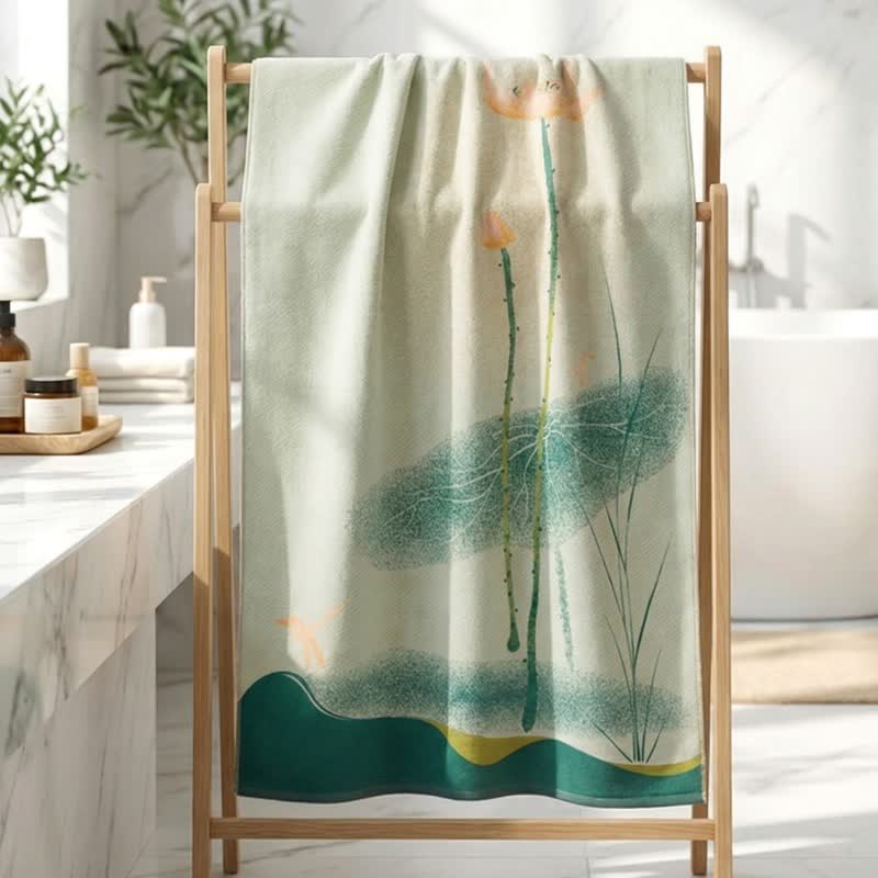 Ownkoti Traditional Lotus Floral Cotton Gauze Bath Towel - image 2