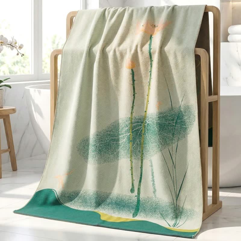 Ownkoti Traditional Lotus Floral Cotton Gauze Bath Towel - image 3