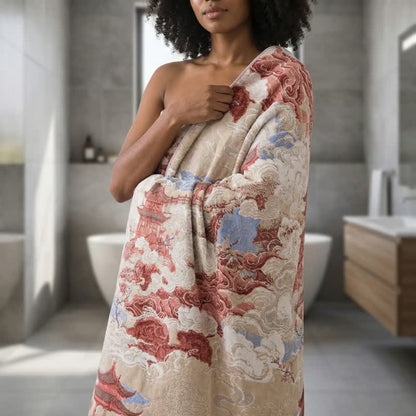 Ownkoti Oriental Cloud & Pavilion Cotton Bath Towel - image 3