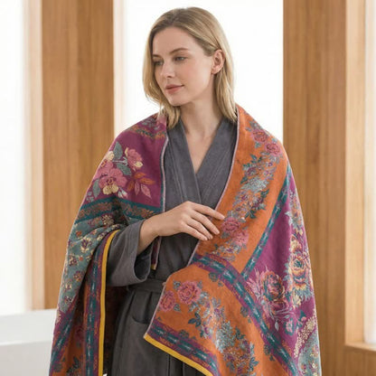 Ownkoti Retro Patchwork Floral Cotton Bath Towel - image 2