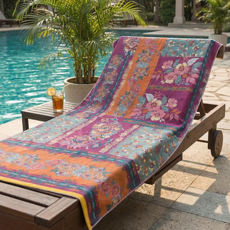 Ownkoti Retro Patchwork Floral Cotton Bath Towel - image 1