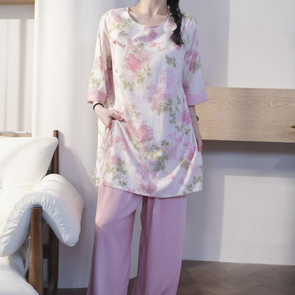 Ownkoti Elegant Chrysanthemum Eastern-Inspired Loungewear Set - image 2