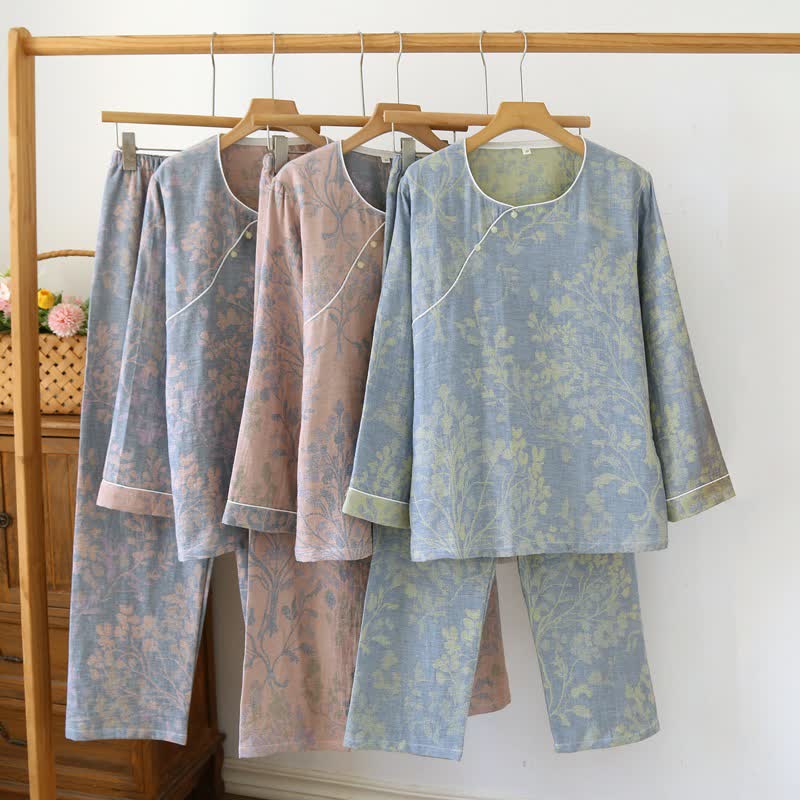 Ownkoti Eastern-Inspired Floral Cotton Pajama Set - image 0