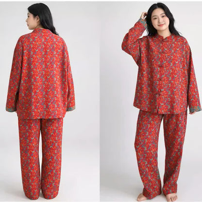 Ownkoti Plus Size Eastern-Inspired Butterfly Cotton Pajama Set - image 8