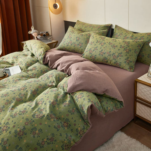 Ownkoti Ditsy Floral Cotton Double Gauze Bedding - Green - Duvet Cover - King - image 0