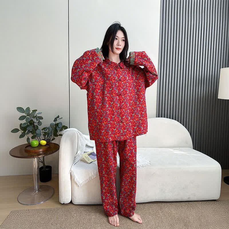 Ownkoti Plus Size Eastern-Inspired Butterfly Cotton Pajama Set - image 2