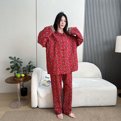 Ownkoti Plus Size Eastern-Inspired Butterfly Cotton Pajama Set - image 2