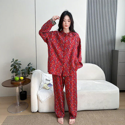 Ownkoti Plus Size Eastern-Inspired Butterfly Cotton Pajama Set - image 1