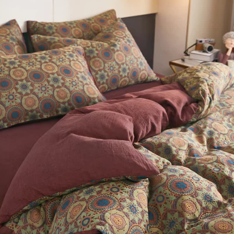 Ownkoti Vintage Medallion Jacquard Cotton Double Gauze Bedding - image 3