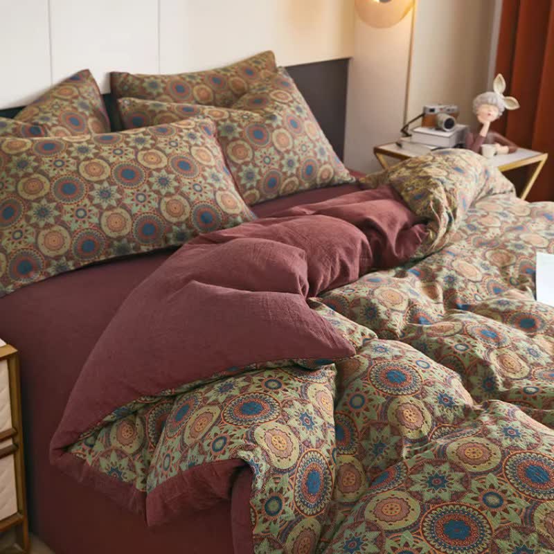 Ownkoti Vintage Medallion Jacquard Cotton Double Gauze Bedding - image 2