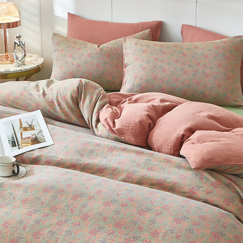 Ownkoti Cottage Floral & Leaf Cotton Double Gauze Bedding - image 3