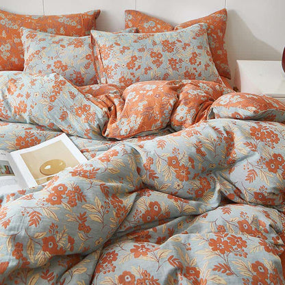 Ownkoti Orange Floral Cotton Double Gauze Bedding - image 4