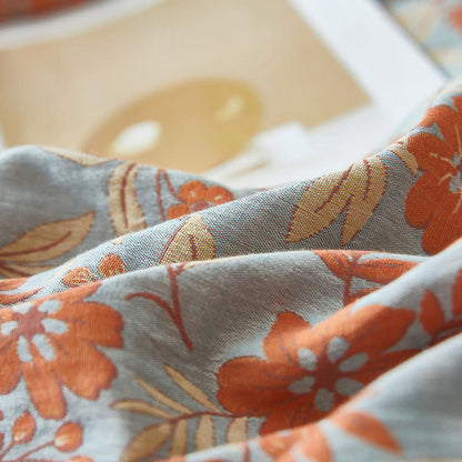 Ownkoti Orange Floral Cotton Double Gauze Bedding - image 7