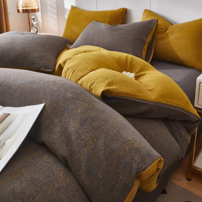 Ownkoti Subtle Geometric Cotton Double Gauze Bedding - Gray - Duvet Cover - King - image 0