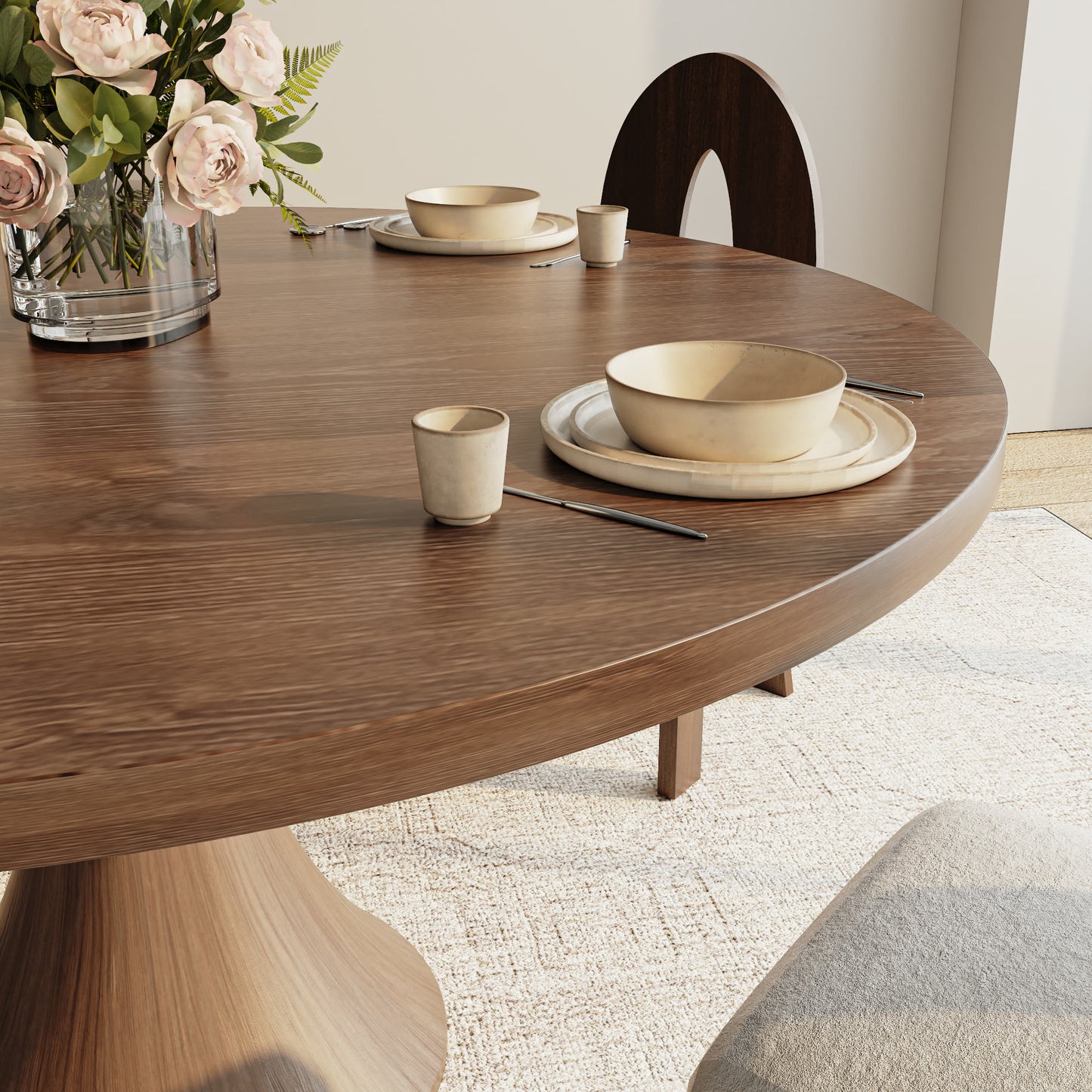 Ownkoti Luxury Gray Mid-Century Modern Round Dining Table For 4/6/8 - image 10