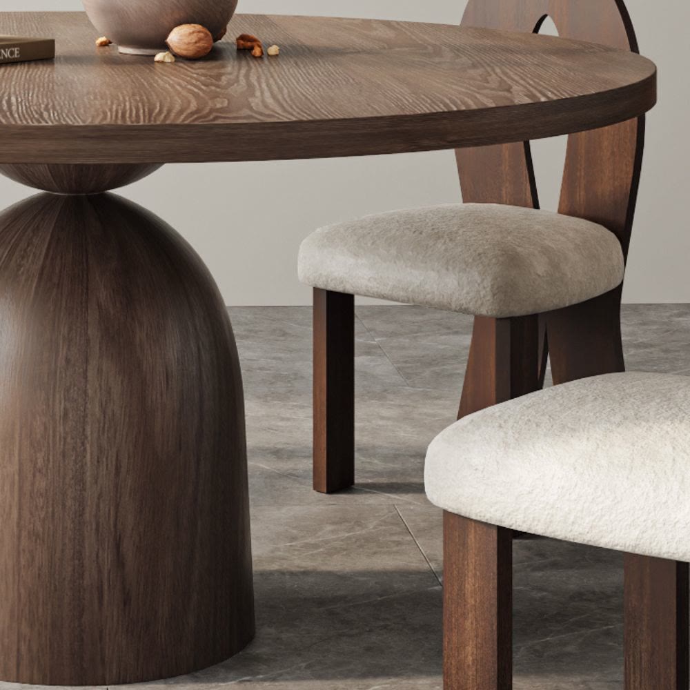 Ownkoti Light Gray Round Dining Table For 4/6/8 Mid Century Modern Dining Tables - image 6