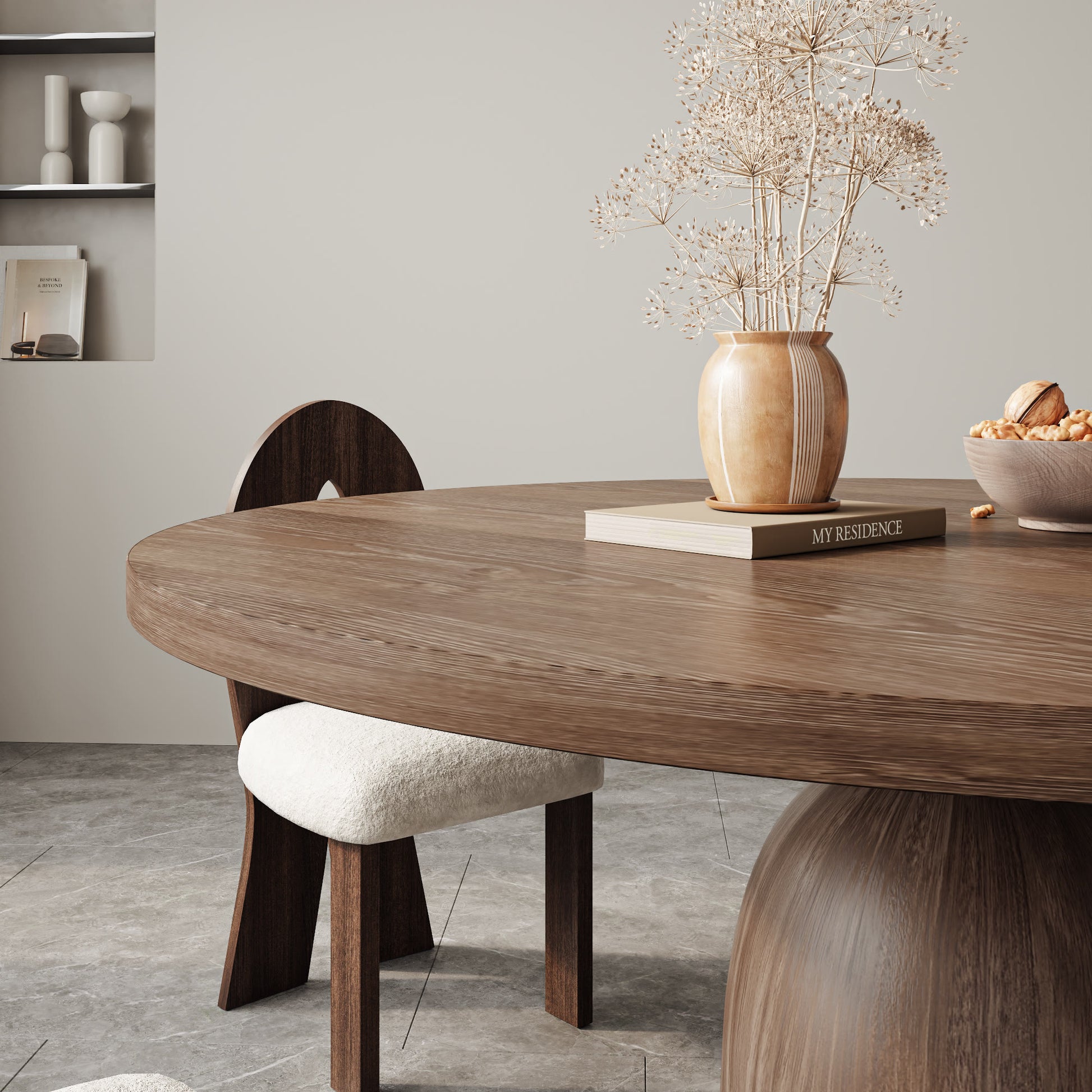 Ownkoti Light Gray Round Dining Table For 4/6/8 Mid Century Modern Dining Tables - image 2