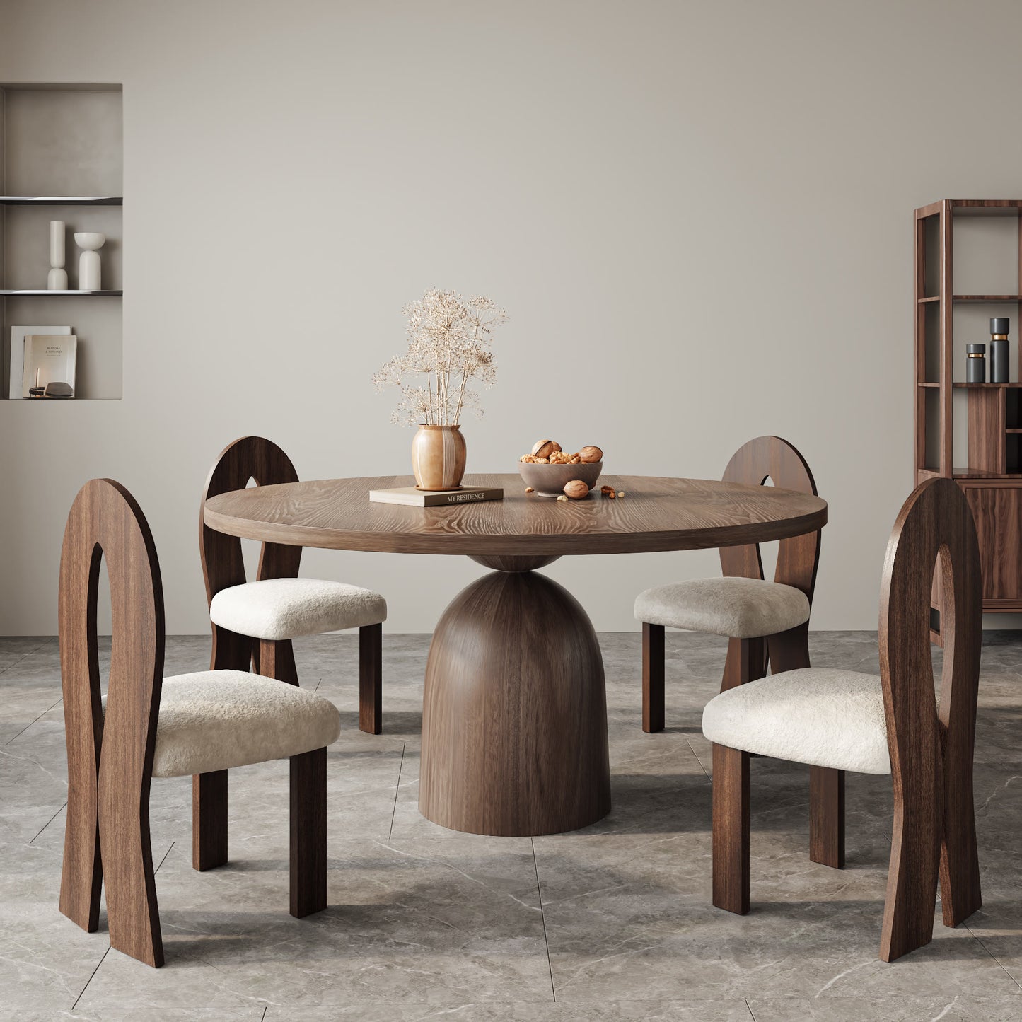 Ownkoti Light Gray Round Dining Table For 4/6/8 Mid Century Modern Dining Tables - image 1